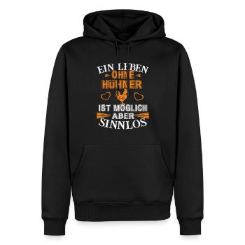 A life without chickens - Men’s Premium Organic Hoodie - black - Front - Nico (187cm)