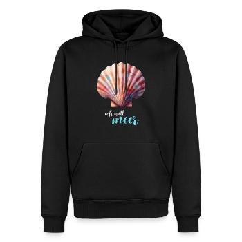 Urlaub Meer Muschel Jakobsmuschel Sehnsucht Ferien - Männer Premium Bio Hoodie - Schwarz - Vorne - Nico (187cm)