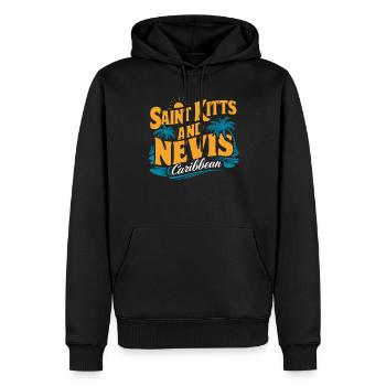 Saint-Kitts-et-Nevis Souvenir des Caraïbes pour - Sweat à capuche Premium bio Homme - noir - Devant - Nico (187cm)