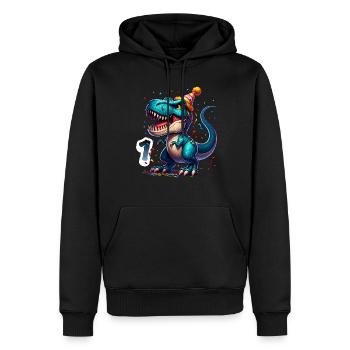T Rex Dinosaure 1er Anniversaire Enfants Anniversaire - Sweat à capuche Premium bio Homme - noir - Devant - Nico (187cm)