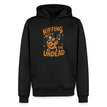 Musikalisch Kürbis Herbst Vibes Gespenstisch - Männer Premium Bio Hoodie - Schwarz - Vorne - Nico (187cm)