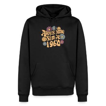 Awesome Since 1960 Retro Blumen Geburtstag - Männer Premium Bio Hoodie - Schwarz - Vorne - Nico (187cm)