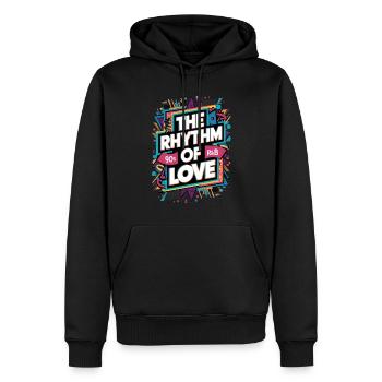 Der Rhythmus Der Liebe 90s R&B - Männer Premium Bio Hoodie - Schwarz - Vorne - Nico (187cm)