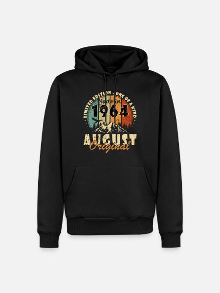 Août 1964 - Fabriqué en août 1964 - Sweat à capuche Premium bio Homme - noir