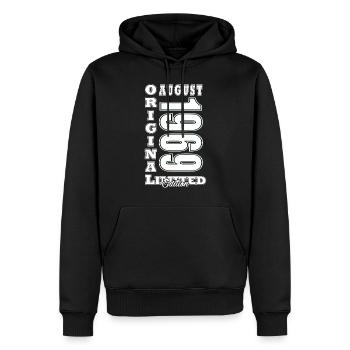 Août 1969 - Idée cadeau pour Août 1969 - 1969 - Sweat à capuche Premium bio Homme - noir - Devant - Nico (187cm)