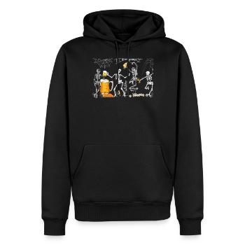 Squelettes dansants Halloween Party Bière et vin - Sweat à capuche Premium bio Homme - noir - Devant - Nico (187cm)
