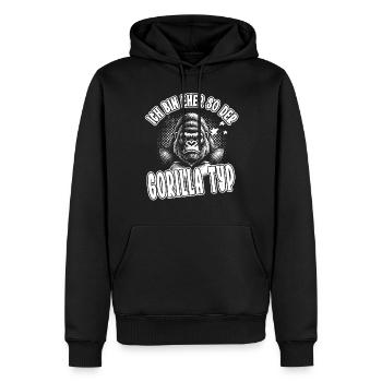 Ich bin eher so der Gorilla Typ: Lustiger Affe - Männer Premium Bio Hoodie - Schwarz - Vorne - Nico (187cm)