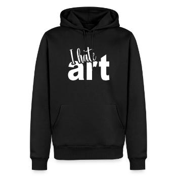 Je déteste l’art : design d’artiste humoristique - Sweat à capuche Premium bio Homme - noir - Devant - Nico (187cm)