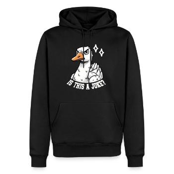 Is This a Joke? Lustiges Gänse Design - Männer Premium Bio Hoodie - Schwarz - Vorne - Nico (187cm)