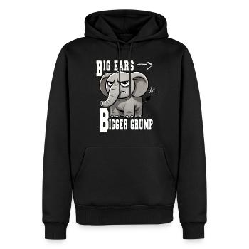 Big Ears Bigger Grump: Fun elephant design - Men’s Premium Organic Hoodie - black - Front - Nico (187cm)