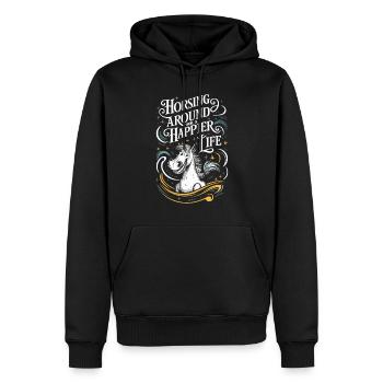 Guérison par l’équithérapie et - Sweat à capuche Premium bio Homme - noir - Devant - Nico (187cm)