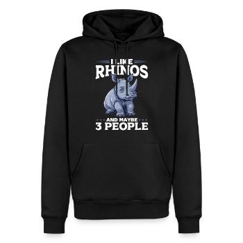 Rhinoceros Animal I Like Rhinos And Maybe 3 People - Men’s Premium Organic Hoodie - black - Front - Nico (187cm)