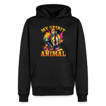 Drôle de rhinocéros Rhinocéros Animal mon animal spirituel - Sweat à capuche Premium bio Homme - noir - Devant - Nico (187cm)