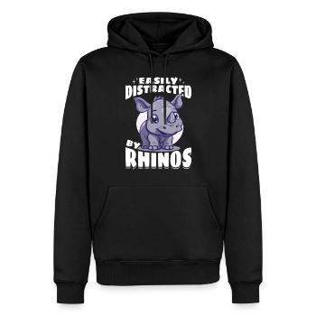Rhinozeros Animal Easily Distracted By Rhinos - Männer Premium Bio Hoodie - Schwarz - Vorne - Nico (187cm)