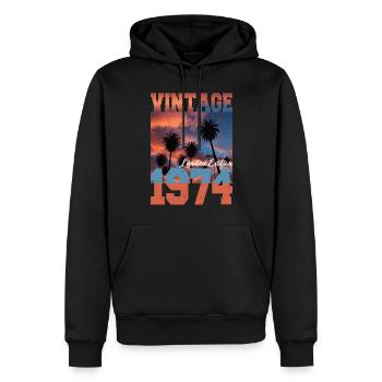 1974 Vintage Limited Edition Palmen Geboren 1974 - Männer Premium Bio Hoodie - Schwarz - Vorne - Nico (187cm)