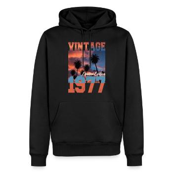1977 Vintage Limited Edition Palmen Geboren 1977 - Männer Premium Bio Hoodie - Schwarz - Vorne - Nico (187cm)