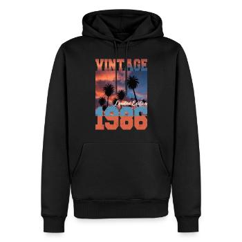 1986 Vintage Limited Edition Palmen Geboren 1986 - Männer Premium Bio Hoodie - Schwarz - Vorne - Nico (187cm)