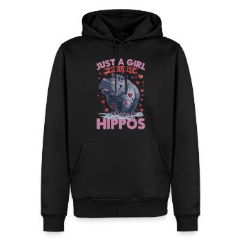 Drôle d’hippopotame hippopotame animal juste une fille qui - Sweat à capuche Premium bio Homme - noir - Devant - Nico (187cm)