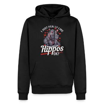 Hippopotame Hippopotame Animal J’aime vraiment Hippopotame - Sweat à capuche Premium bio Homme - noir - Devant - Nico (187cm)