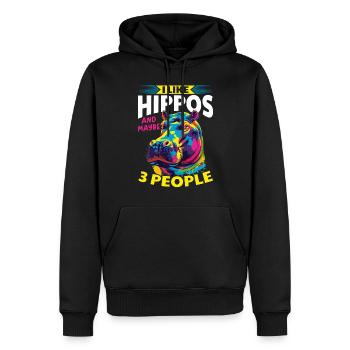 Hippopotame Hippopotame Animal J’aime les hippopotames - Sweat à capuche Premium bio Homme - noir - Devant - Nico (187cm)