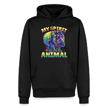 Drôle d’hippopotame Hippopotame Animal mon animal spirituel - Sweat à capuche Premium bio Homme - noir - Devant - Nico (187cm)
