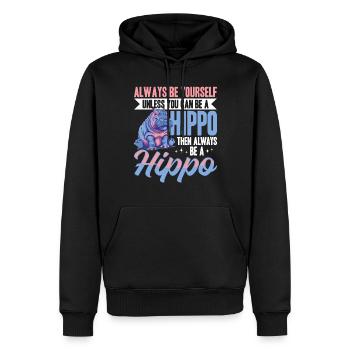 Drôle d’hippopotame hippopotame animal toujours être soi-même - Sweat à capuche Premium bio Homme - noir - Devant - Nico (187cm)