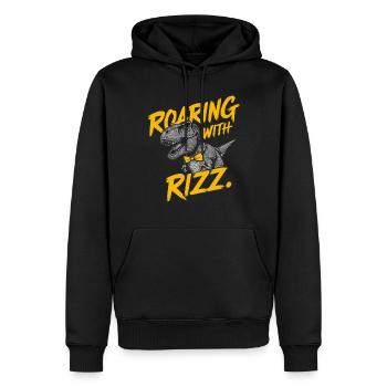La culture des rizières avec l’art des dinosaures et le T-Rex - Sweat à capuche Premium bio Homme - noir - Devant - Nico (187cm)