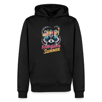 Feral Granny Été Grand-mère Grand-mère Femmes 2024 - Sweat à capuche Premium bio Homme - noir - Devant - Nico (187cm)