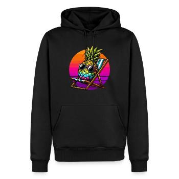 Holiday Pineapple Deck Chair Sunset Funny - Men’s Premium Organic Hoodie - black - Front - Nico (187cm)