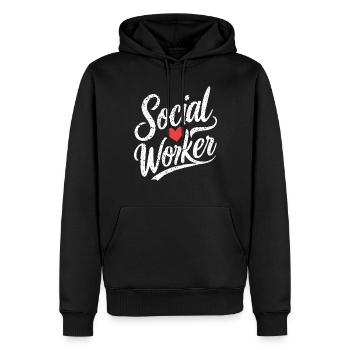 Social Worker Heart Social Work Love - Men’s Premium Organic Hoodie - black - Front - Nico (187cm)