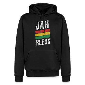 Jah Bless Rasta Flag Reggae Roots Jamaïque - Sweat à capuche Premium bio Homme - noir - Devant - Nico (187cm)