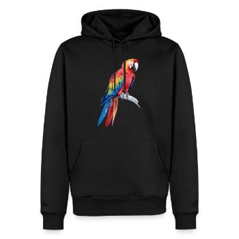 Aquarell Bunt Scharlachrot Ara Papagei Vogel - Männer Premium Bio Hoodie - Schwarz - Vorne - Nico (187cm)
