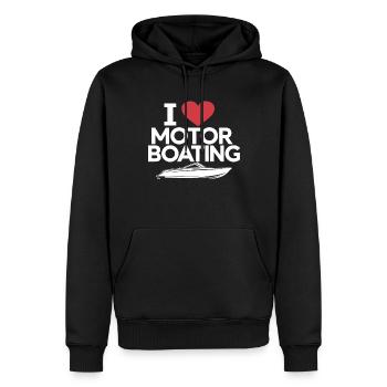 Boistier J’aime le bateau à moteur Drôle Hors-bord Hommes - Sweat à capuche Premium bio Homme - noir - Devant - Nico (187cm)
