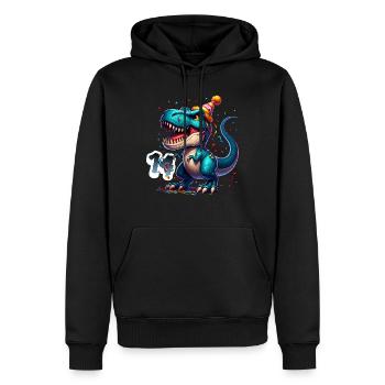 T Rex Dinosaure 14e anniversaire Enfants Anniversaire - Sweat à capuche Premium bio Homme - noir - Devant - Nico (187cm)