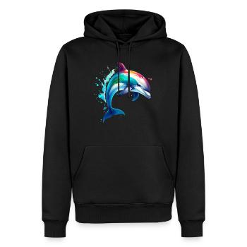 Delfin - Männer Premium Bio Hoodie - Schwarz - Vorne - Nico (187cm)