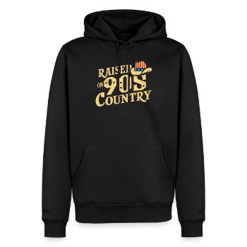 Raised On 90s Country Musik Retro Cowboyhut - Männer Premium Bio Hoodie - Schwarz - Vorne - Nico (187cm)