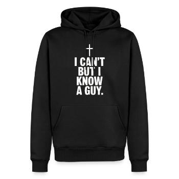 Je ne peux pas, mais je connais un gars, Jésus - Sweat à capuche Premium bio Homme - noir - Devant - Nico (187cm)