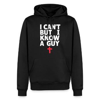 Je ne peux pas, mais je connais une croix de Jésus - Sweat à capuche Premium bio Homme - noir - Devant - Nico (187cm)