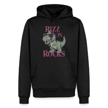 La culture des rizières avec l’art des dinosaures et le T-Rex - Sweat à capuche Premium bio Homme - noir - Devant - Nico (187cm)