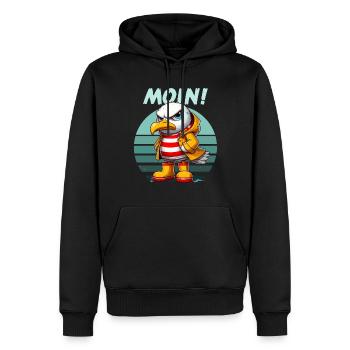 Hamburg Moin Möwe Nordsee Norddeutsch Lustig Retro - Männer Premium Bio Hoodie - Schwarz - Vorne - Nico (187cm)