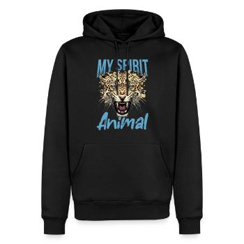 Drôle de Jaguar Animal mon animal spirituel - Sweat à capuche Premium bio Homme - noir - Devant - Nico (187cm)