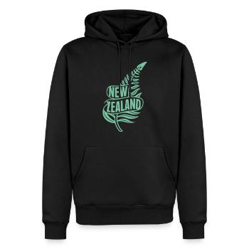 New Zealand Souvenir Stilvolles Farnmotiv - Männer Premium Bio Hoodie - Schwarz - Vorne - Nico (187cm)