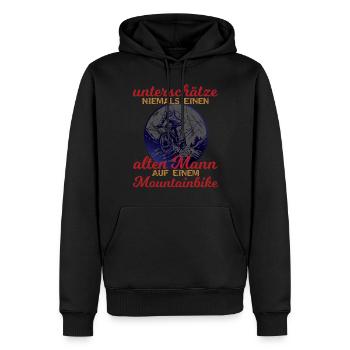Lustiger Fahrrad Spruch alter Mann Mountainbike - Männer Premium Bio Hoodie - Schwarz - Vorne - Nico (187cm)