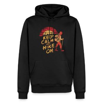 Keep Calm And Hike On Funny Hiking Design - Men’s Premium Organic Hoodie - black - Front - Nico (187cm)