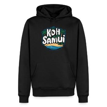Koh Samui souvenir plage paradis - Sweat à capuche Premium bio Homme - noir - Devant - Nico (187cm)