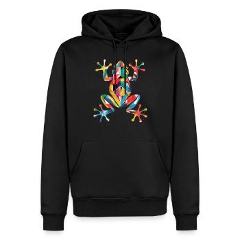 Bunte Geometrische Reptilien Kunst Frosch - Männer Premium Bio Hoodie - Schwarz - Vorne - Nico (187cm)