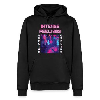 Anime 80er Retro Vaporwave Intense Feelings - Männer Premium Bio Hoodie - Schwarz - Vorne - Nico (187cm)