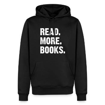 Lire plus de livres - Sweat à capuche Premium bio Homme - noir - Devant - Nico (187cm)