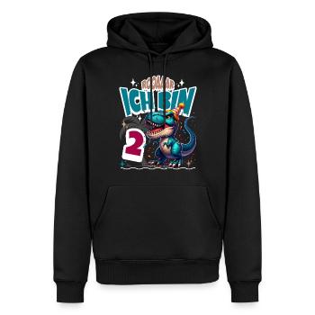 T Rex Dinosaurier 2. Geburtstag Kindergeburtstag - Männer Premium Bio Hoodie - Schwarz - Vorne - Nico (187cm)
