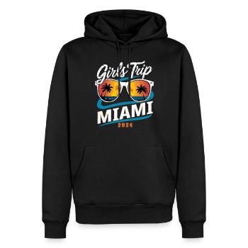 Voyage entre filles Miam 2024 - Sweat à capuche Premium bio Homme - noir - Devant - Nico (187cm)